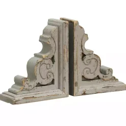 Kirklands Home Distressed Gray Scrolled Bookends, Set of 2