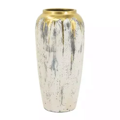 Kirklands Home Distressed Gray Vase with Gold Splatter, 14 in.