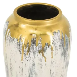 Kirklands Home Distressed Gray Vase with Gold Splatter, 14 in.