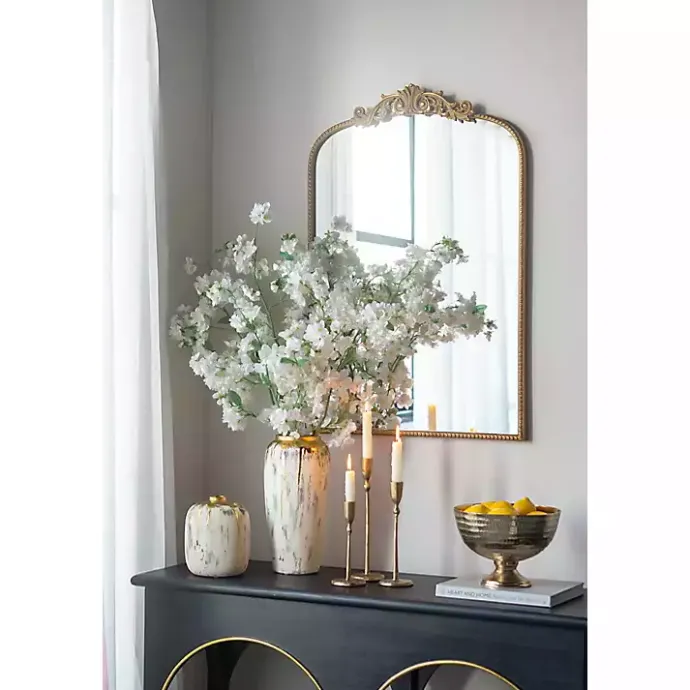 Kirklands Home Distressed Gray Vase with Gold Splatter, 14 in.