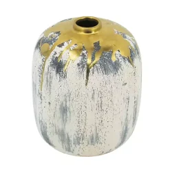 Outlet Kirklands Home Distressed Gray Vase with Gold Splatter, 8 in.