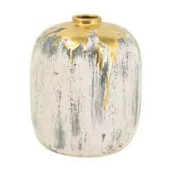 Outlet Kirklands Home Distressed Gray Vase with Gold Splatter, 8 in.