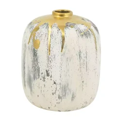 Outlet Kirklands Home Distressed Gray Vase with Gold Splatter, 8 in.