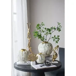 Outlet Kirklands Home Distressed Gray Vase with Gold Splatter, 8 in.