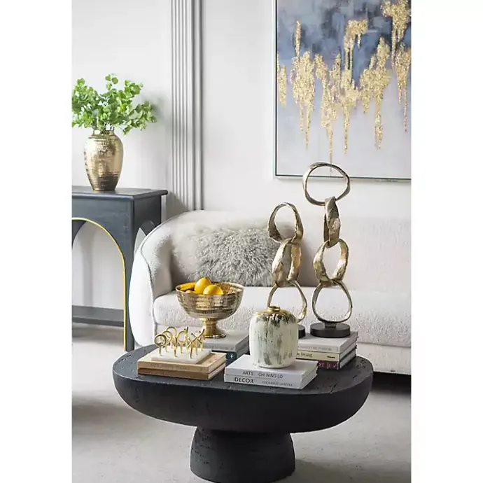 Outlet Kirklands Home Distressed Gray Vase with Gold Splatter, 8 in.