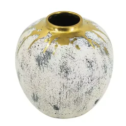 Sale Kirklands Home Distressed Gray Vase with Gold Splatter, 10 in.