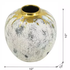 Sale Kirklands Home Distressed Gray Vase with Gold Splatter, 10 in.