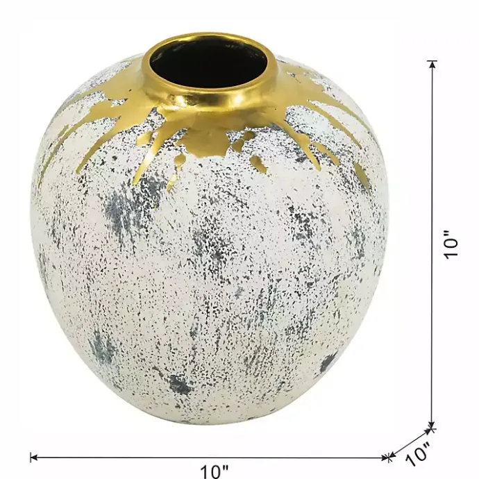 Sale Kirklands Home Distressed Gray Vase with Gold Splatter, 10 in.