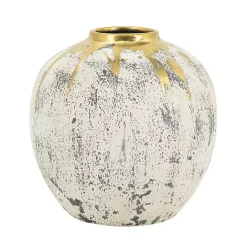 Sale Kirklands Home Distressed Gray Vase with Gold Splatter, 10 in.