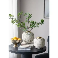 Sale Kirklands Home Distressed Gray Vase with Gold Splatter, 10 in.