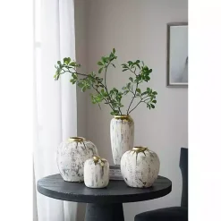 Sale Kirklands Home Distressed Gray Vase with Gold Splatter, 10 in.