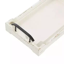 Sale Kirklands Home Distressed Wood Trays, Set of 2 Ivory