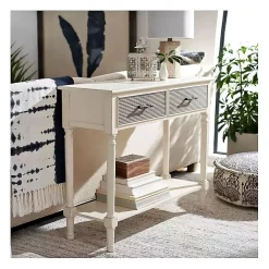 Clearance Kirklands Home Distressed Natural Ronan 2-Drawer Console Table White