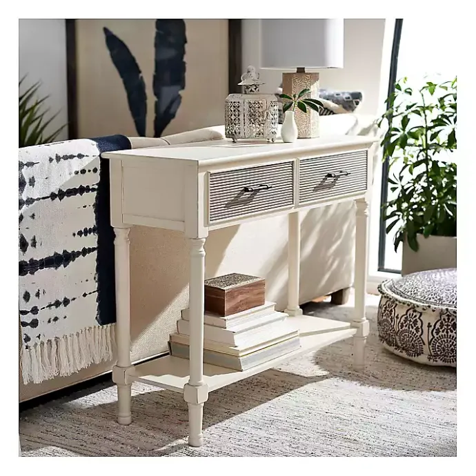 Clearance Kirklands Home Distressed Natural Ronan 2-Drawer Console Table White