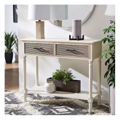 Clearance Kirklands Home Distressed Natural Ronan 2-Drawer Console Table White