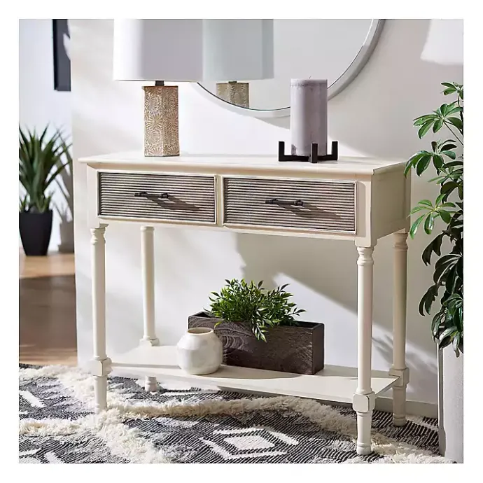 Clearance Kirklands Home Distressed Natural Ronan 2-Drawer Console Table White