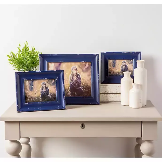 Online Kirklands Home Distressed Navy Farmhouse Frame, 8x10 Blue