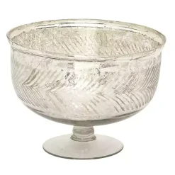 Online Kirklands Home Distressed Glass Pedestal Bowl Silver