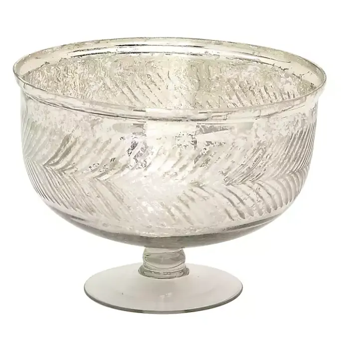 Online Kirklands Home Distressed Glass Pedestal Bowl Silver