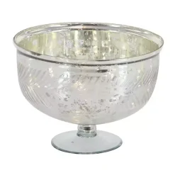 Online Kirklands Home Distressed Glass Pedestal Bowl Silver