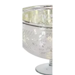 Online Kirklands Home Distressed Glass Pedestal Bowl Silver