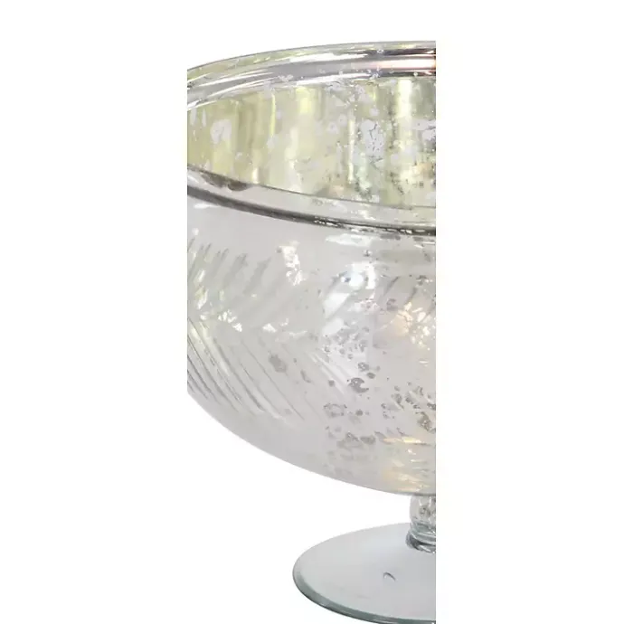 Online Kirklands Home Distressed Glass Pedestal Bowl Silver