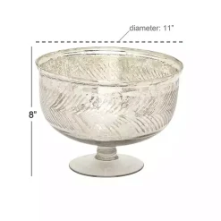 Online Kirklands Home Distressed Glass Pedestal Bowl Silver