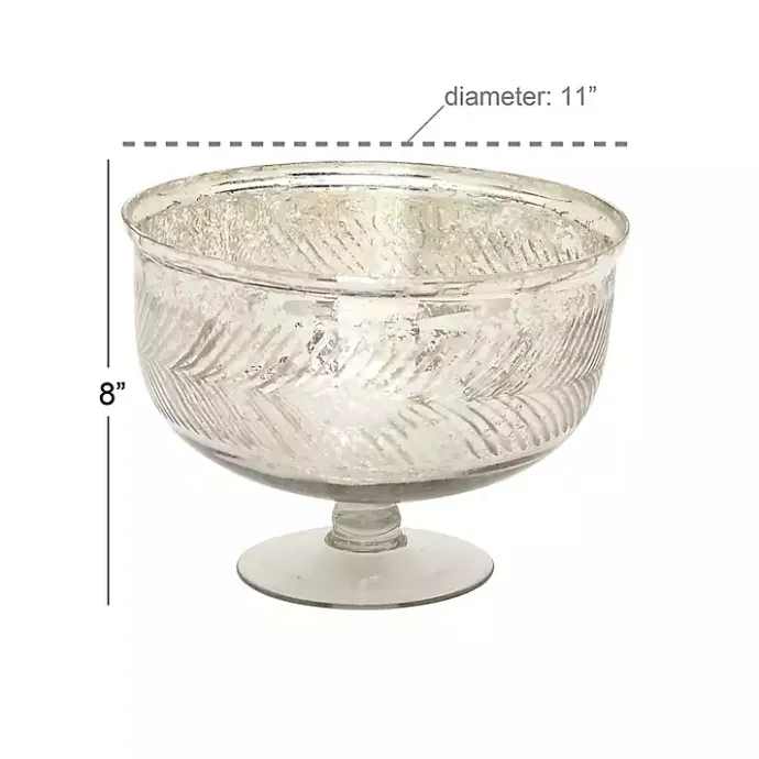 Online Kirklands Home Distressed Glass Pedestal Bowl Silver