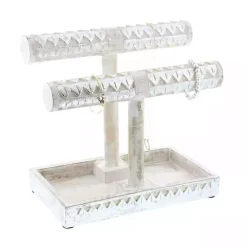 Discount Kirklands Home Distressed Wood Jewelry Stand Silver