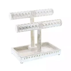 Discount Kirklands Home Distressed Wood Jewelry Stand Silver