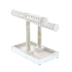 Discount Kirklands Home Distressed Wood Jewelry Stand Silver