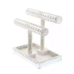 Discount Kirklands Home Distressed Wood Jewelry Stand Silver