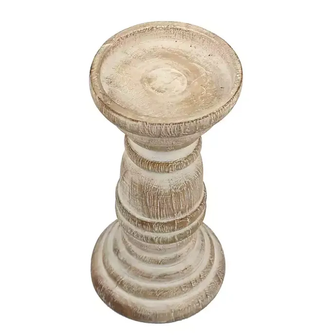 Clearance Kirklands Home Distressed Turned Wood Candle Holder, 8 in. White
