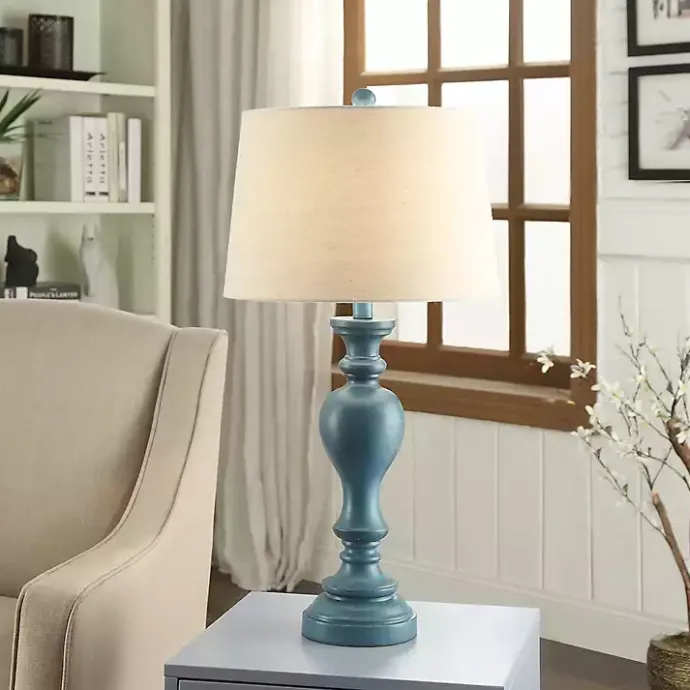 Sale Kirklands Home Distressed Turquoise Antique Table Lamp Ivory