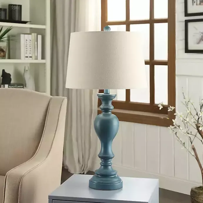 Sale Kirklands Home Distressed Turquoise Antique Table Lamp Ivory
