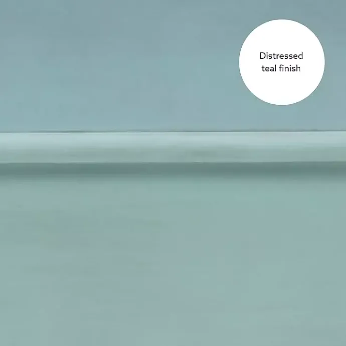 Outlet Kirklands Home Distressed Turquoise Wood 3-Drawer Coffee Table Blue