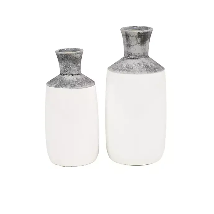Hot Kirklands Home Distressed Two-Tone Stoneware Vases, Set of 2