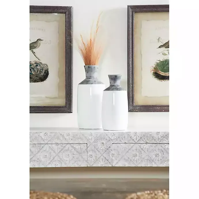 Hot Kirklands Home Distressed Two-Tone Stoneware Vases, Set of 2