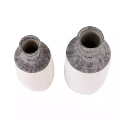 Hot Kirklands Home Distressed Two-Tone Stoneware Vases, Set of 2