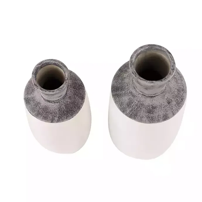 Hot Kirklands Home Distressed Two-Tone Stoneware Vases, Set of 2