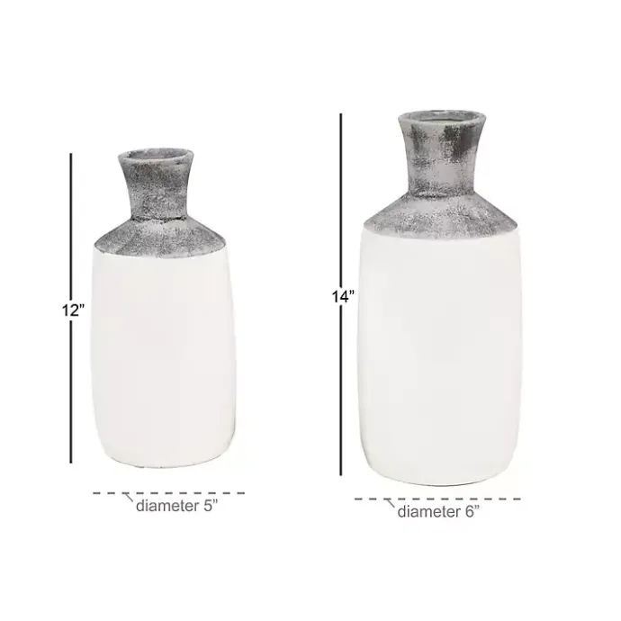 Hot Kirklands Home Distressed Two-Tone Stoneware Vases, Set of 2