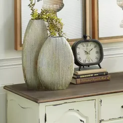 Clearance Kirklands Home Distressed White and Beige Flat Vases, Set of 2