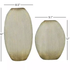 Clearance Kirklands Home Distressed White and Beige Flat Vases, Set of 2