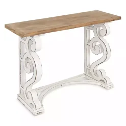 Outlet Kirklands Home Distressed White and Brown Wood Console Table