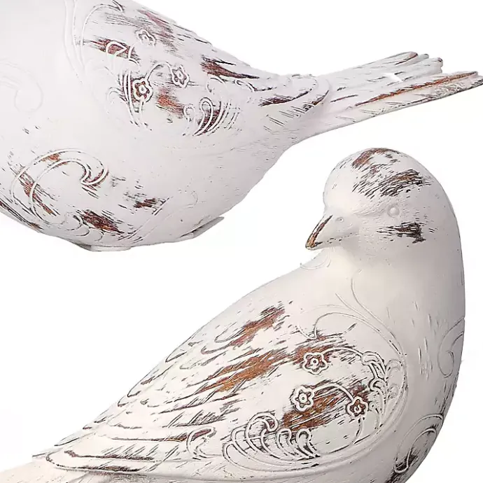 Hot Kirklands Home Distressed Carved Bird Statues, Set of 3 White