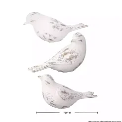 Hot Kirklands Home Distressed Carved Bird Statues, Set of 3 White