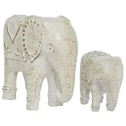Online Kirklands Home Distressed Carved Elephant Statues, Set of 2 White