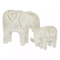 Online Kirklands Home Distressed Carved Elephant Statues, Set of 2 White