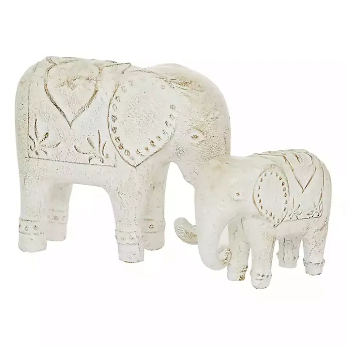 Online Kirklands Home Distressed Carved Elephant Statues, Set of 2 White