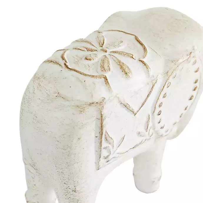 Online Kirklands Home Distressed Carved Elephant Statues, Set of 2 White